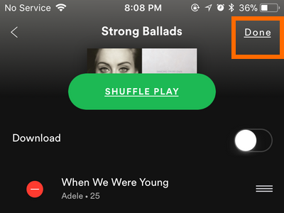 iPhone Spotify Your Library Playlists Done