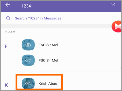 Viber Search 4-digit PIN Selet Contact