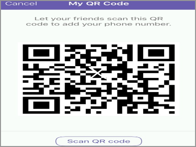 Viber Add Contacts QR Scanner my QR code