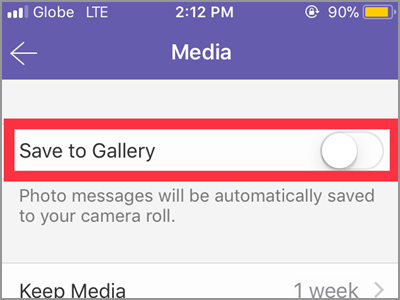 Viber Settings Media Save to Gallery