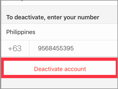 Viber more button Settings Device account Enter number Deactivate Account button