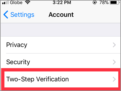WhatsApp Settings Account Two Step Verification
