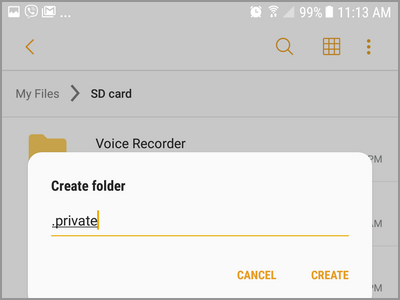 Android File Manager SD Card Storage Select Photo More Settings Move Private Folder