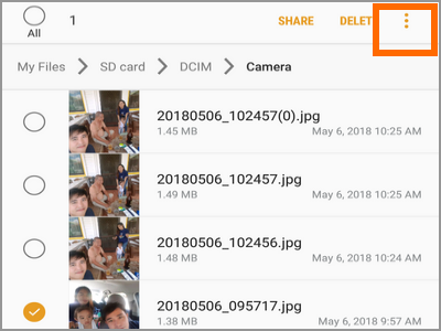 Android File Manager SD Card Storage Select Photo More Settings