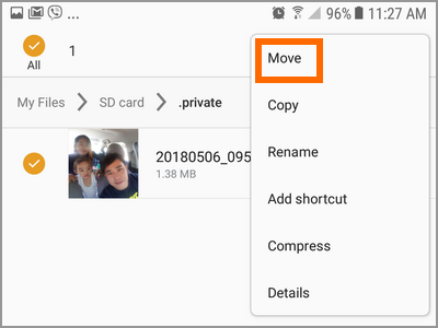 Android Hide Photos Move