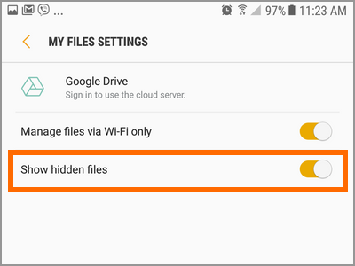 Android Hide Photos Show Hidden Files Switch