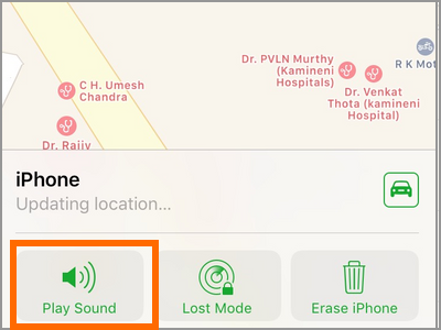 iPhone Settings iCloud Find My iPhone iPhone List Tap Play Sound