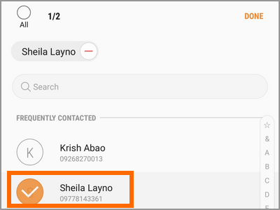 Android Settings Advanced Features Send SOS Messages To Add Select from Contacts Select