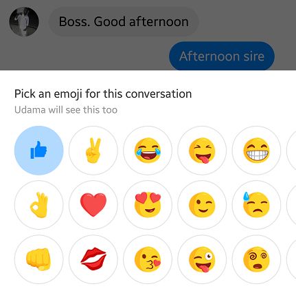 change thumbs up on Facebook messenger