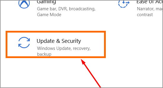 Windows Restart button Update and Security