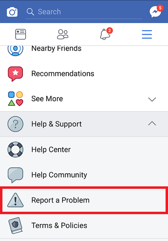 Report a Problem on Facebook