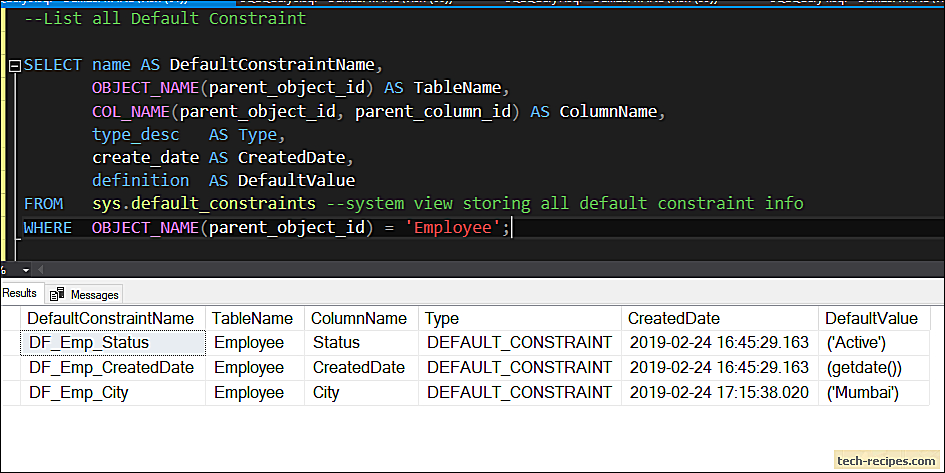 How To Use Default Constraint In SQL Server
