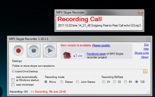 Mp3 Skye Recorder Recording