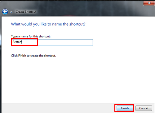 Shortcut Name Field Windows 7