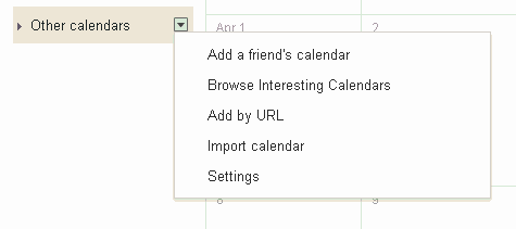 Select "import calendar" from the left column.