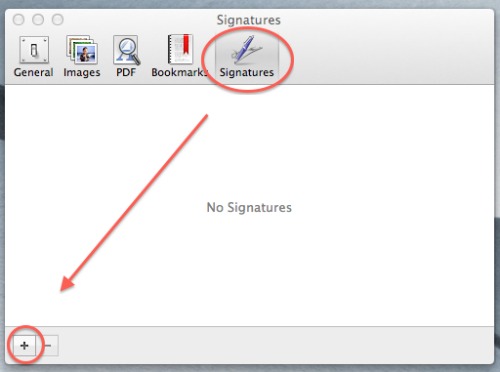 manage signatures dialog box