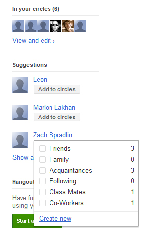 Google+ Add New Circle