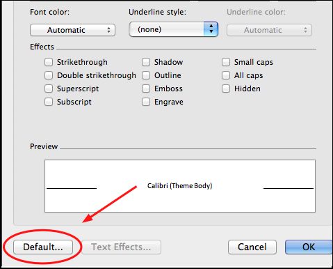 change the default font in word mac