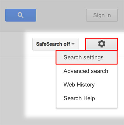 select google settings gear