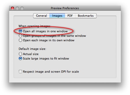 Select open images in one window