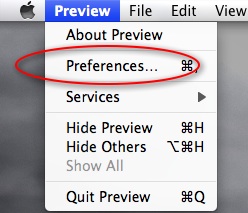 Opening Preview Preferences