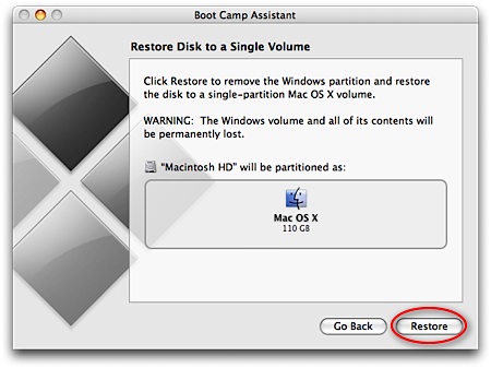 Select to Restore partition. 