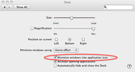 minimize windows into application icon