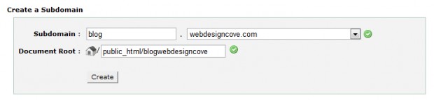 Cpanel subdomain creation