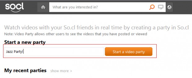 So.Cl start a video party