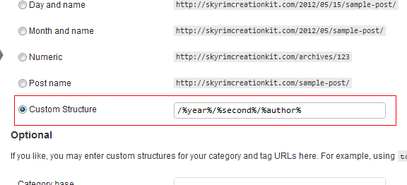 Wordpress Custom Structure for Permalinks