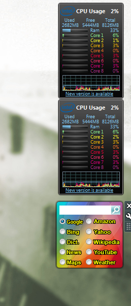Windows 7 New Gadgets on the desktop