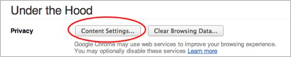 Chrome Content Settings button