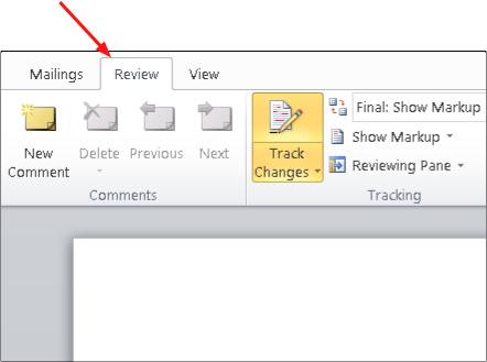 Select Review and then Track Changes