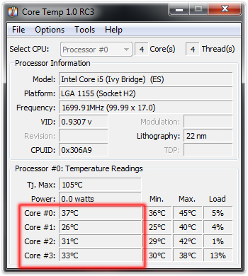 CoreTemp Readings