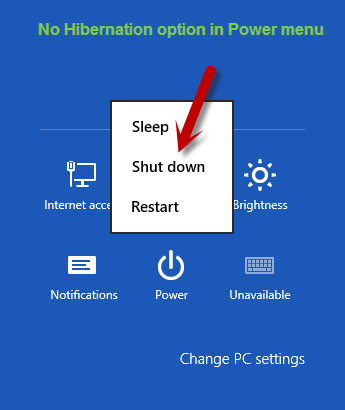 Add Hibernation To The Power Menu In Windows 8