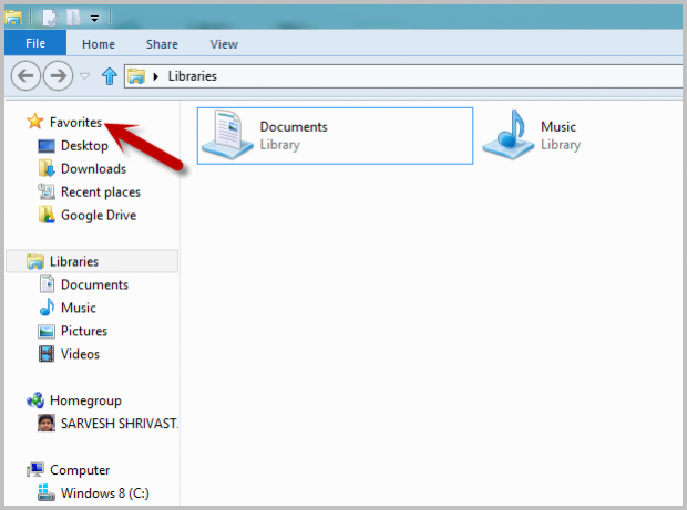 Windows 8 Pin The Favorites Folder To Start Screen 