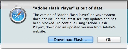 adobe flash player is out of date message