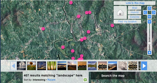 flickr map searching for landscapes