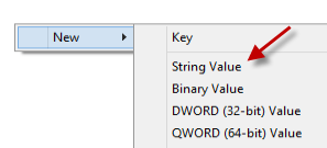 regedit new string value