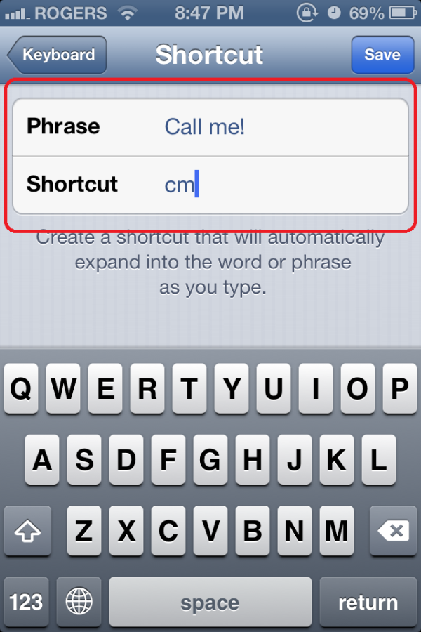 iPhone or iPad Create Custom Keyboard Shortcuts
