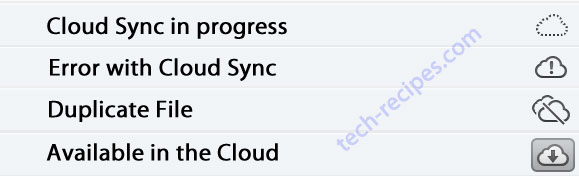 examples of the various cloud icons in itunes 11