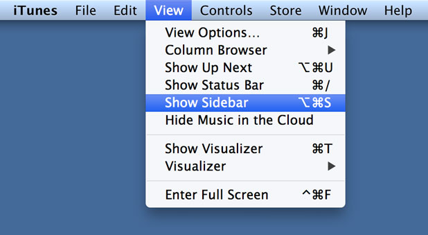 select Show or Hide Sidebar from the View menu