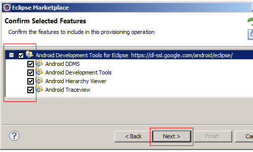Eclipse Marketplace Confirm selected features