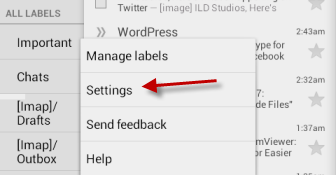 Gmail app settings