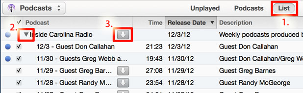 steps for downloading all podcasts in itunes 11