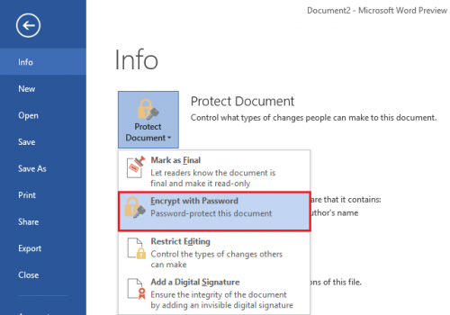 Password Protect Microsoft Word Document Mac