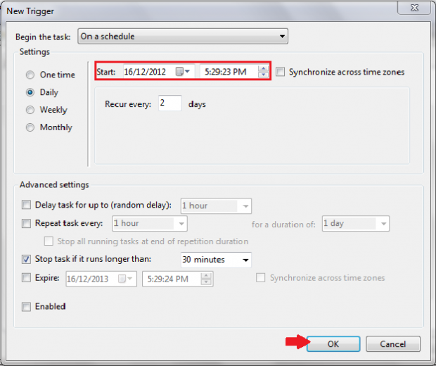Windows Schedule a Repeating Alarm