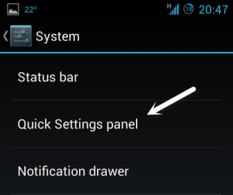 android quick panel settings