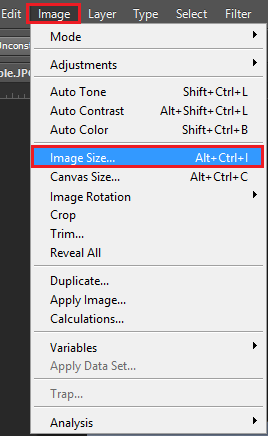 go to image > image size...