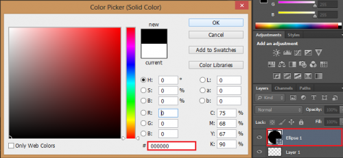 Double-click the elipse, and change the color to black